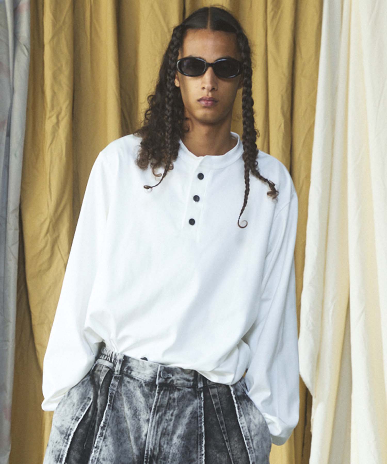 Airy Striped Gabardine Prime-Over Short-sleeved Shirt