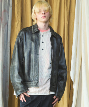 Sheep Leather Single Riders Collared Jacket