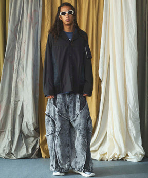 Denim Switching Wide Cargo Alien Pants