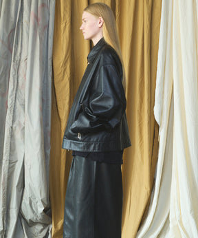 Sheep Leather Single Riders Collared Jacket