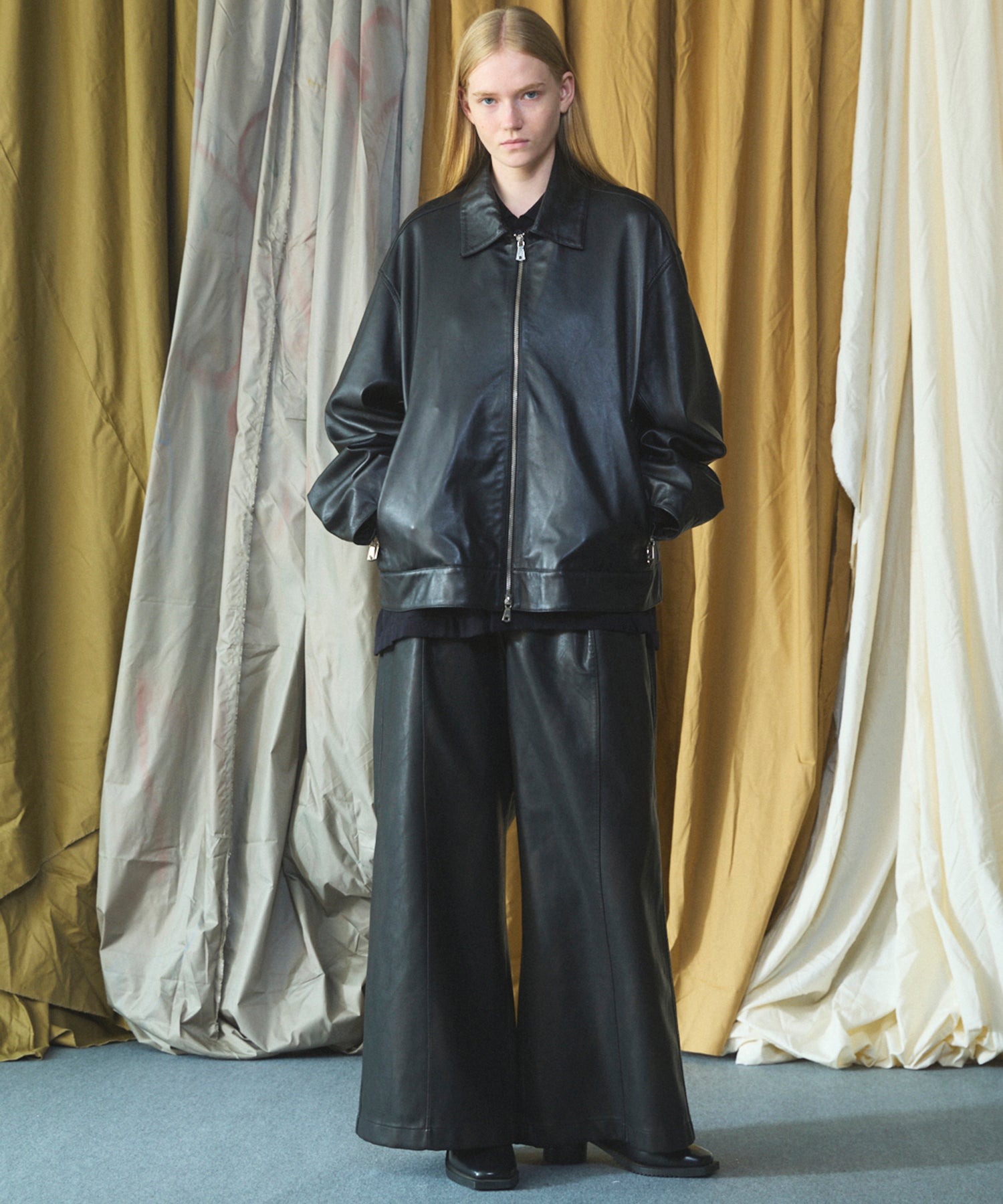 Sheep Leather Single Riders Collared Jacket
