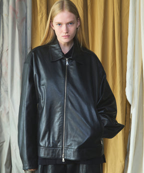 Sheep Leather Single Riders Collared Jacket