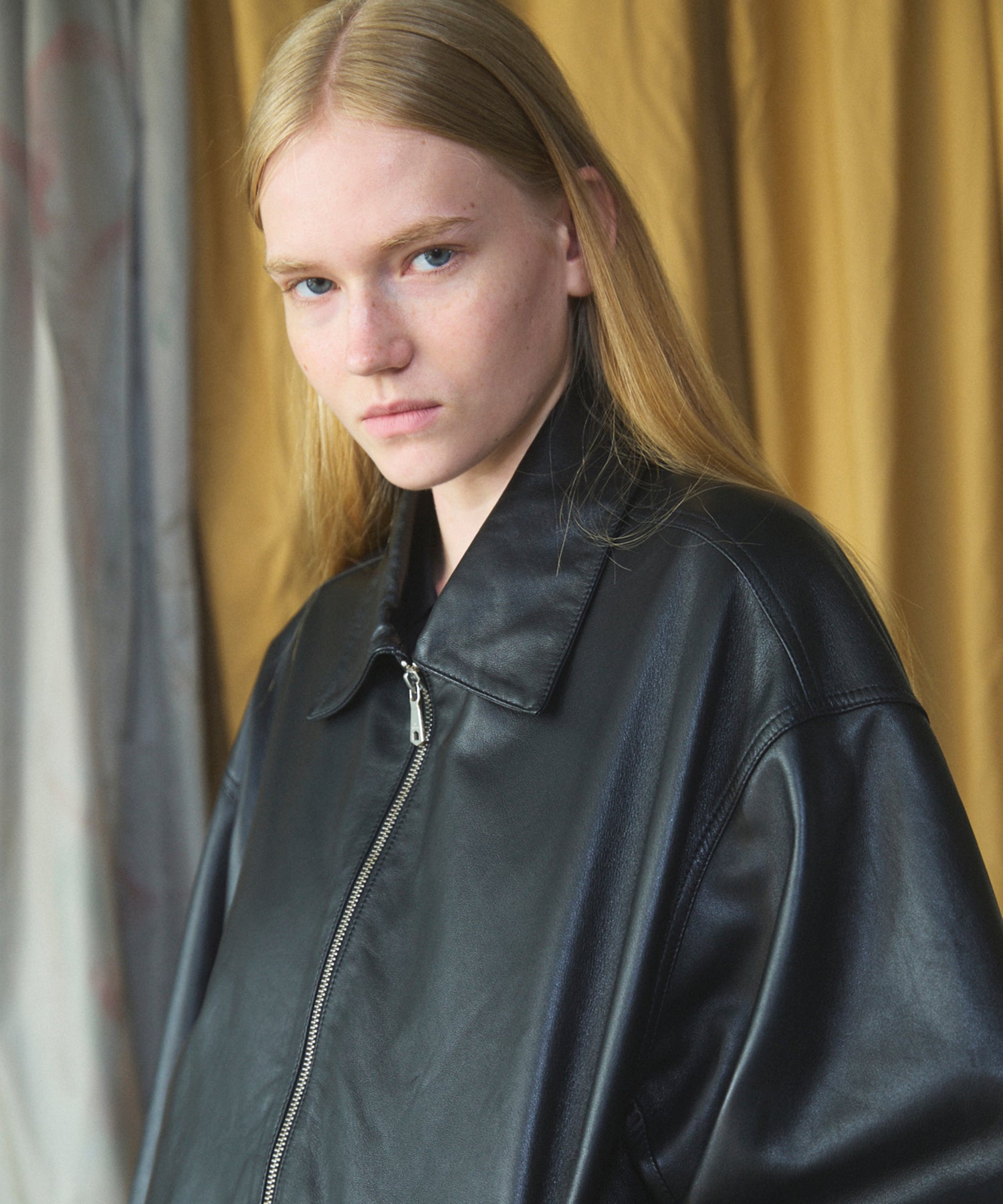 Sheep Leather Single Riders Collared Jacket