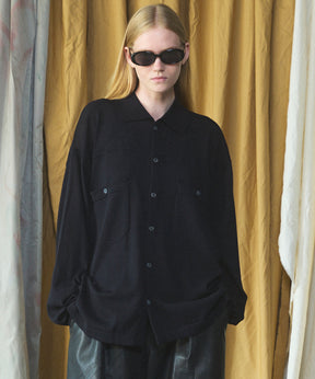 Airy Striped Gabardine Prime-Over Short-sleeved Shirt