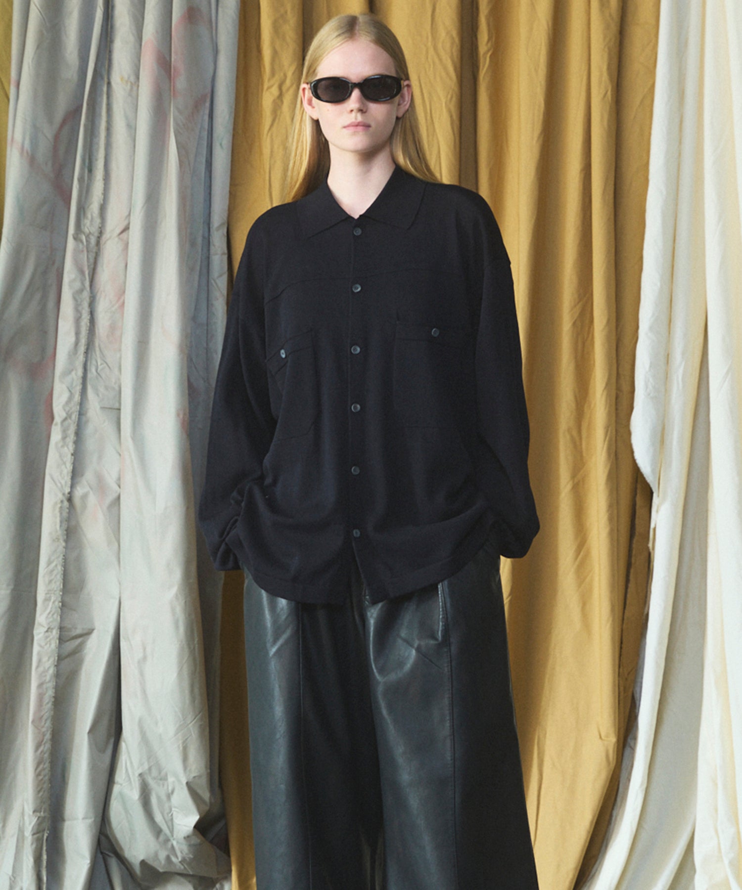 Airy Striped Gabardine Prime-Over Short-sleeved Shirt