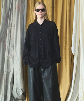 Airy Striped Gabardine Prime-Over Short-sleeved Shirt