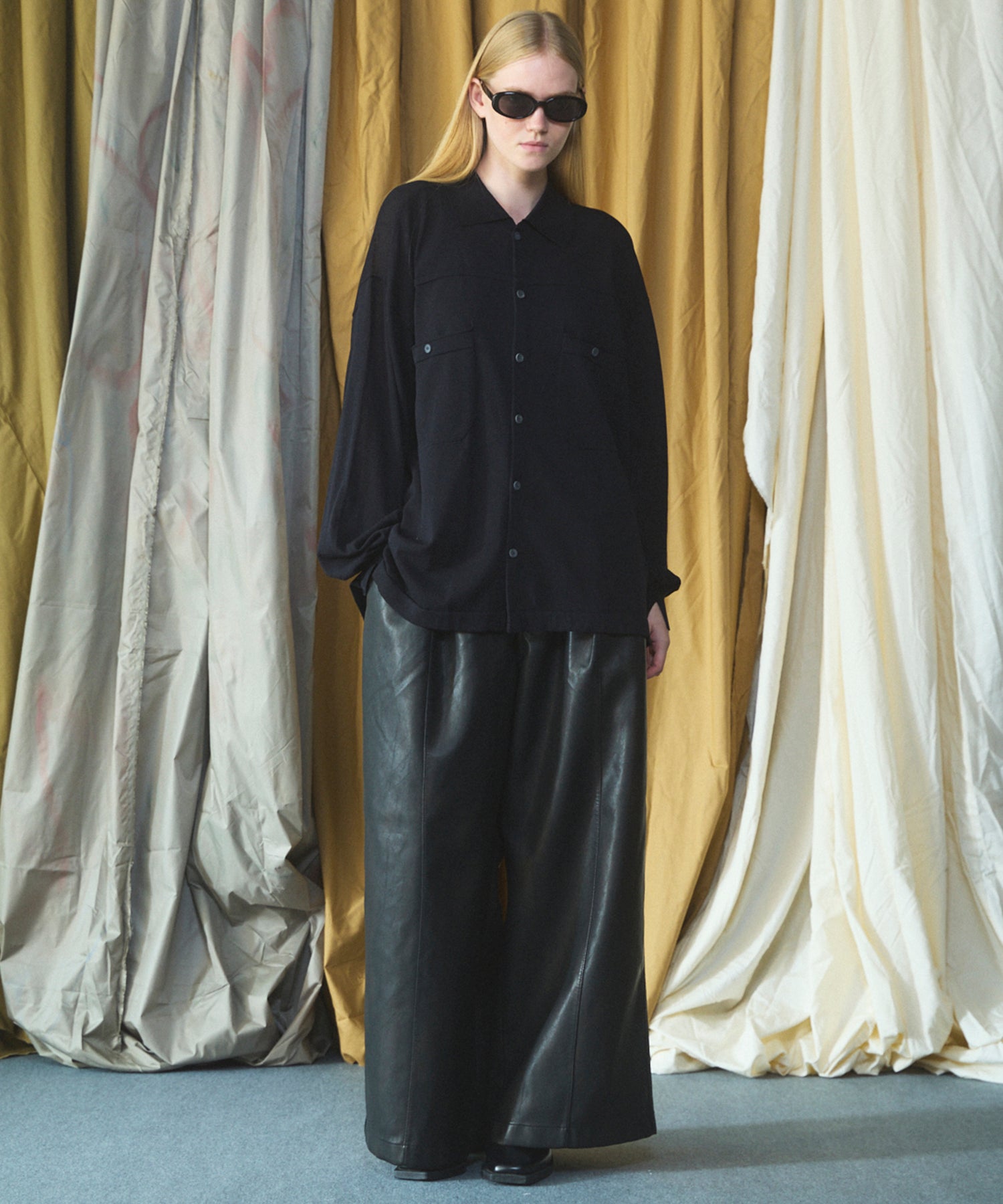 Airy Striped Gabardine Prime-Over Short-sleeved Shirt