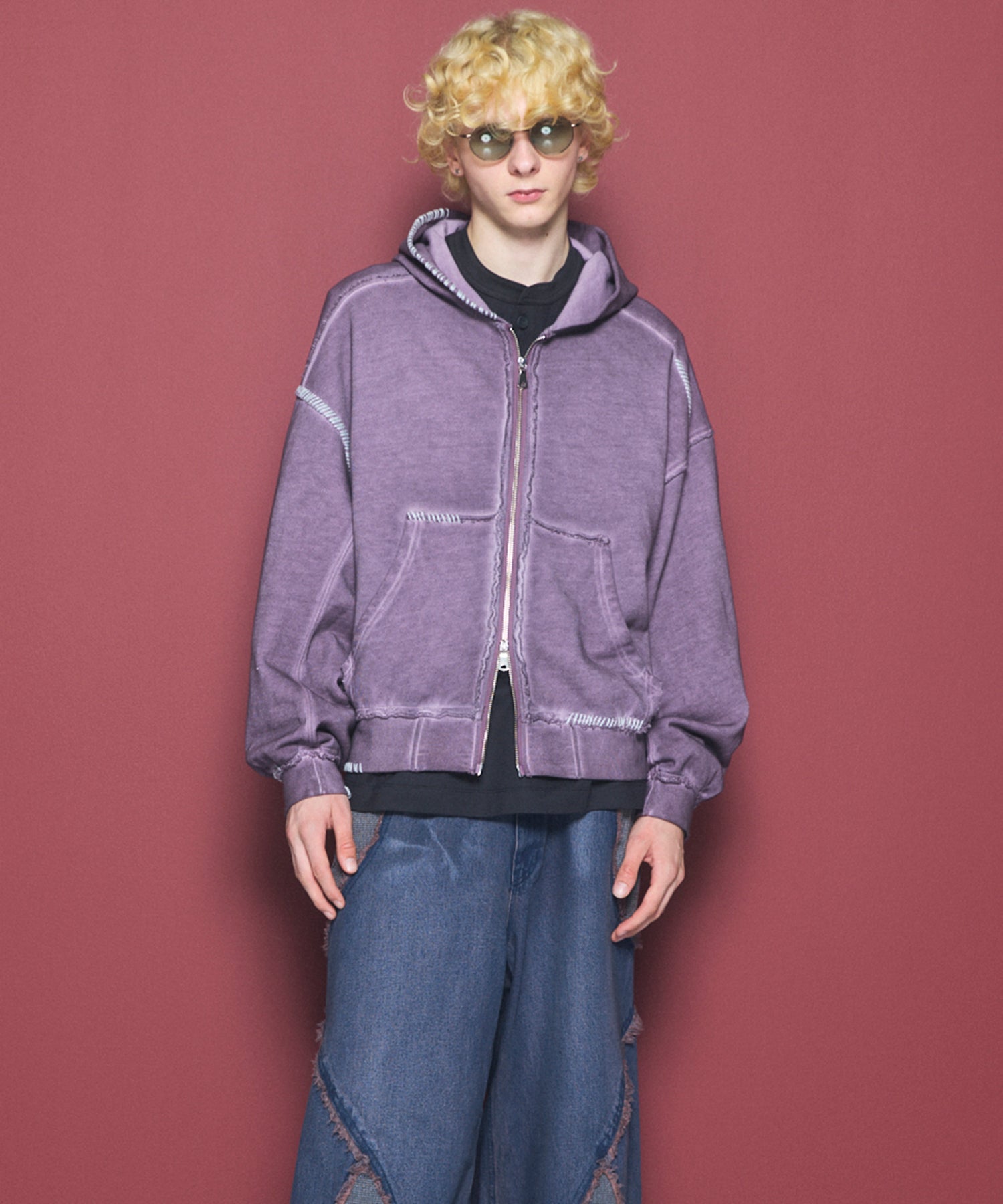 【26AW PRE-ORDER】オーバーダイエンブロイダリースウェットプライムオーバーZIPパーカー