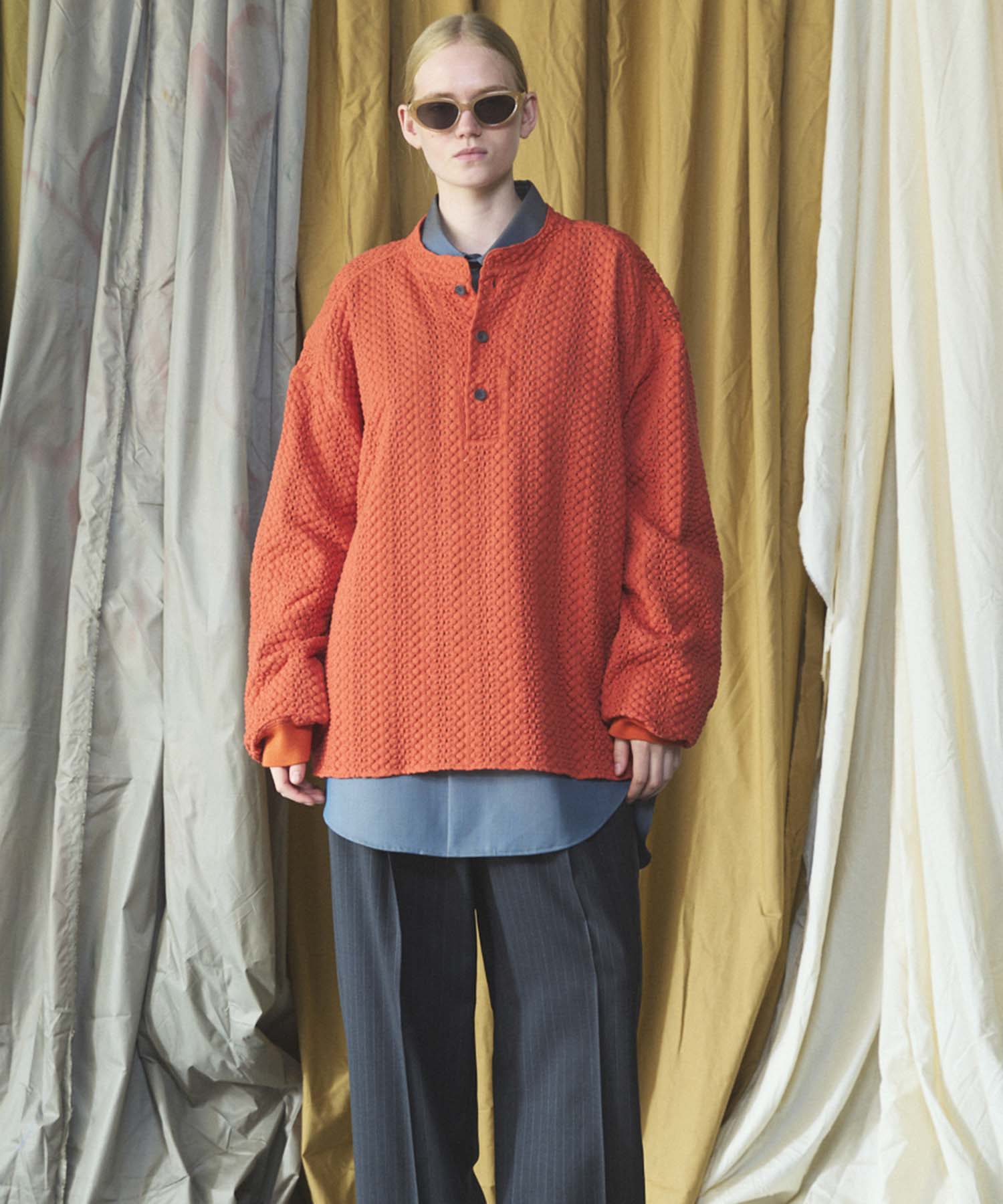 【26AW PRE-ORDER】コットンバルファレースプライムオーバーヘンリーネックロングスリーブニットTシャツ
