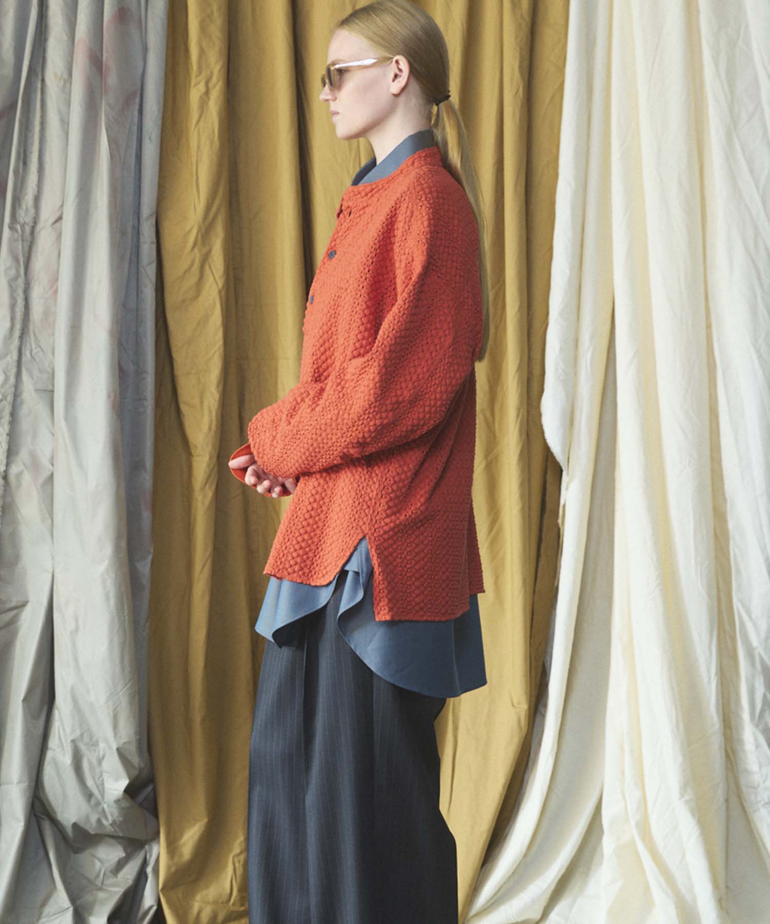 【26AW PRE-ORDER】コットンバルファレースプライムオーバーヘンリーネックロングスリーブニットTシャツ