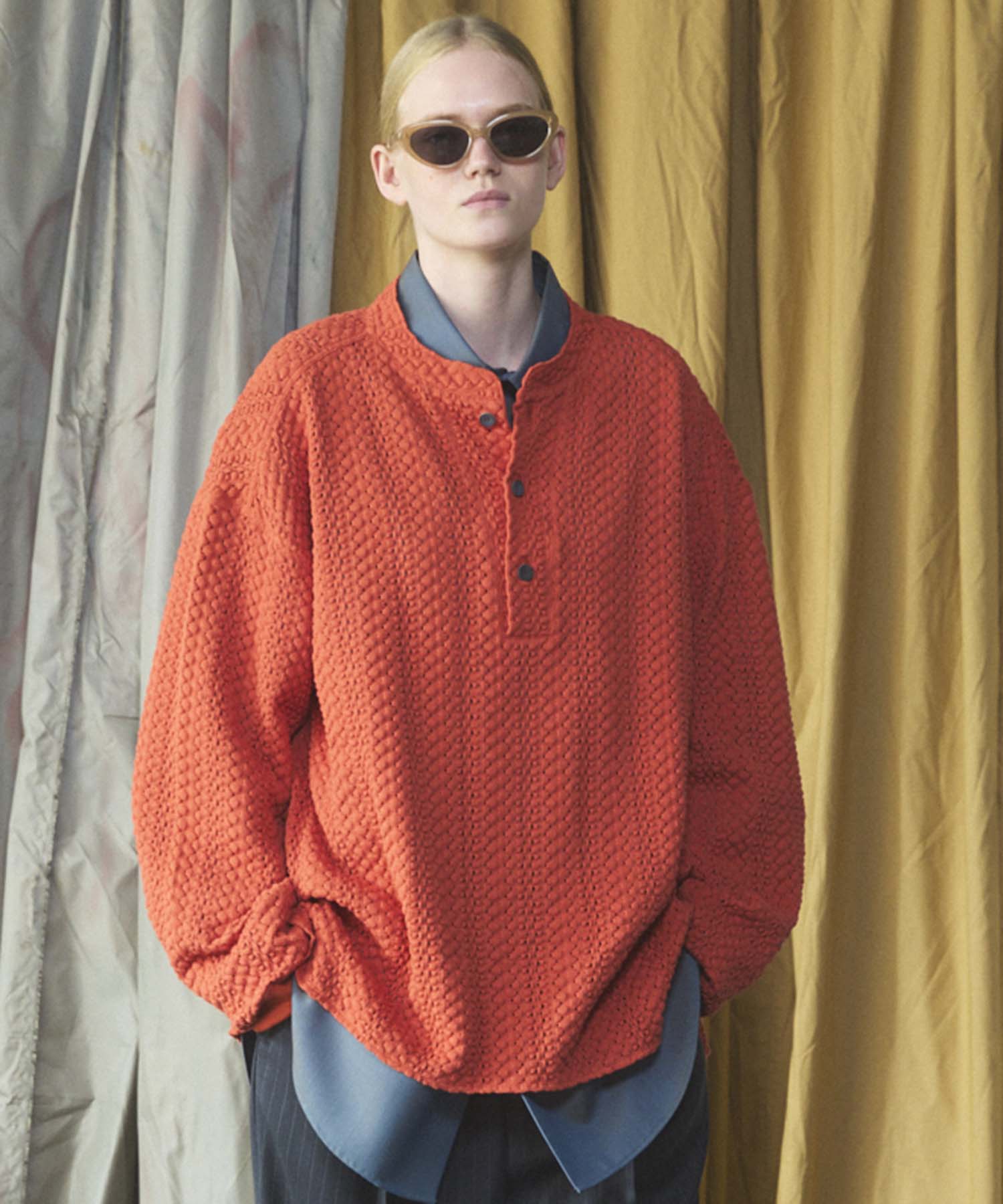 【26AW PRE-ORDER】コットンバルファレースプライムオーバーヘンリーネックロングスリーブニットTシャツ
