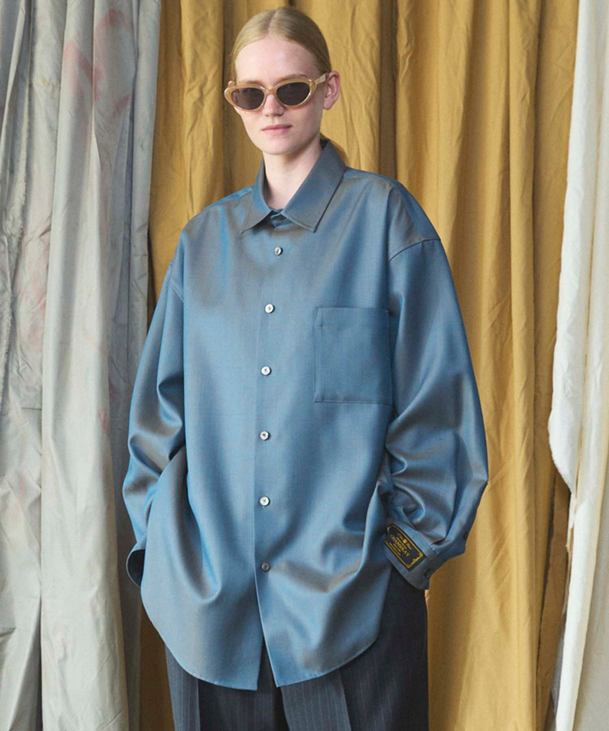 4 Colors Chambray Washable Wool Prime-Over Regular Collar Shirt Coat