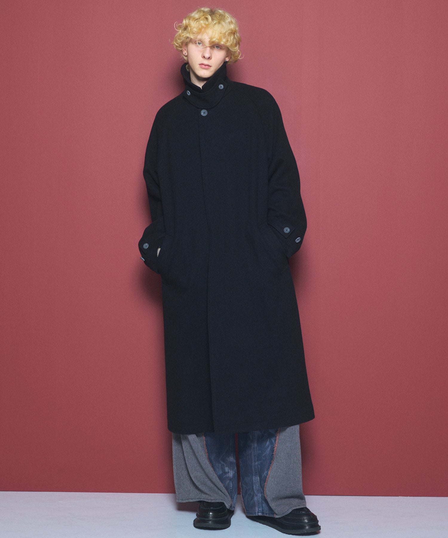 Different Material Docking Prime-Wide Denim Pants