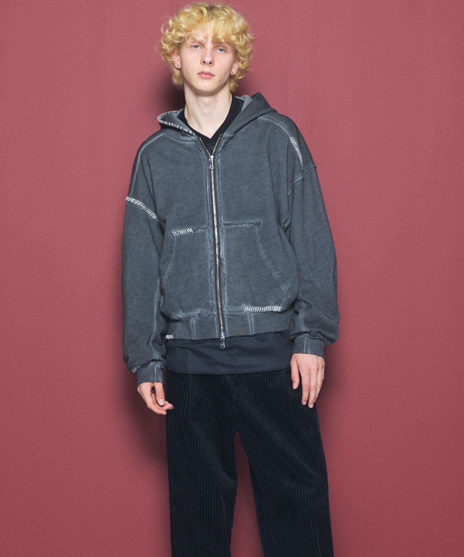 【26AW PRE-ORDER】オーバーダイエンブロイダリースウェットプライムオーバーZIPパーカー