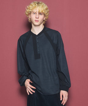【26aw PRE-ORDER】纯棉巴尔法蕾丝超领亨利领长袖针织T恤