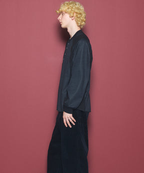 【26aw PRE-ORDER】纯棉巴尔法蕾丝超领亨利领长袖针织T恤