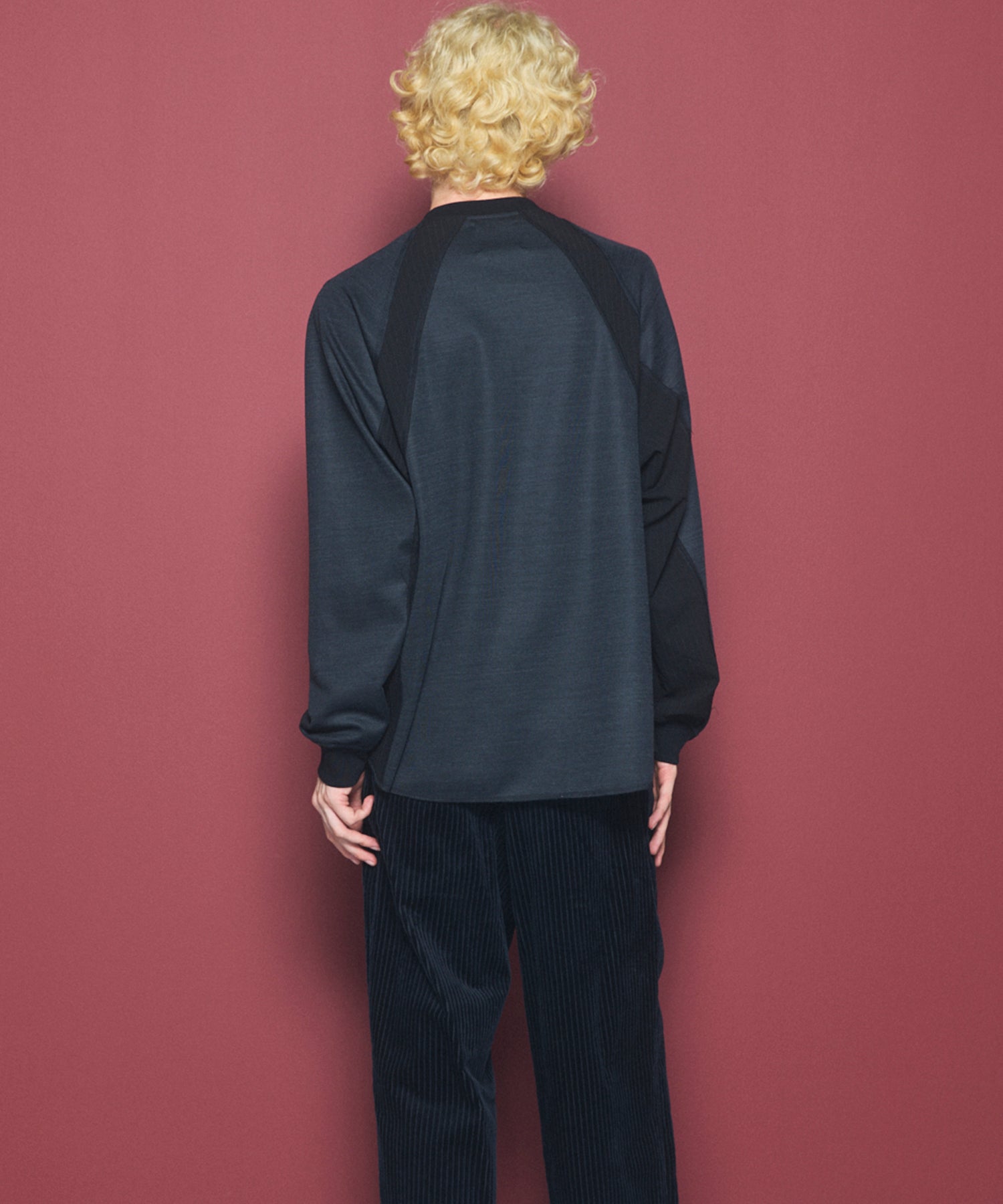 【26aw PRE-ORDER】纯棉巴尔法蕾丝超领亨利领长袖针织T恤