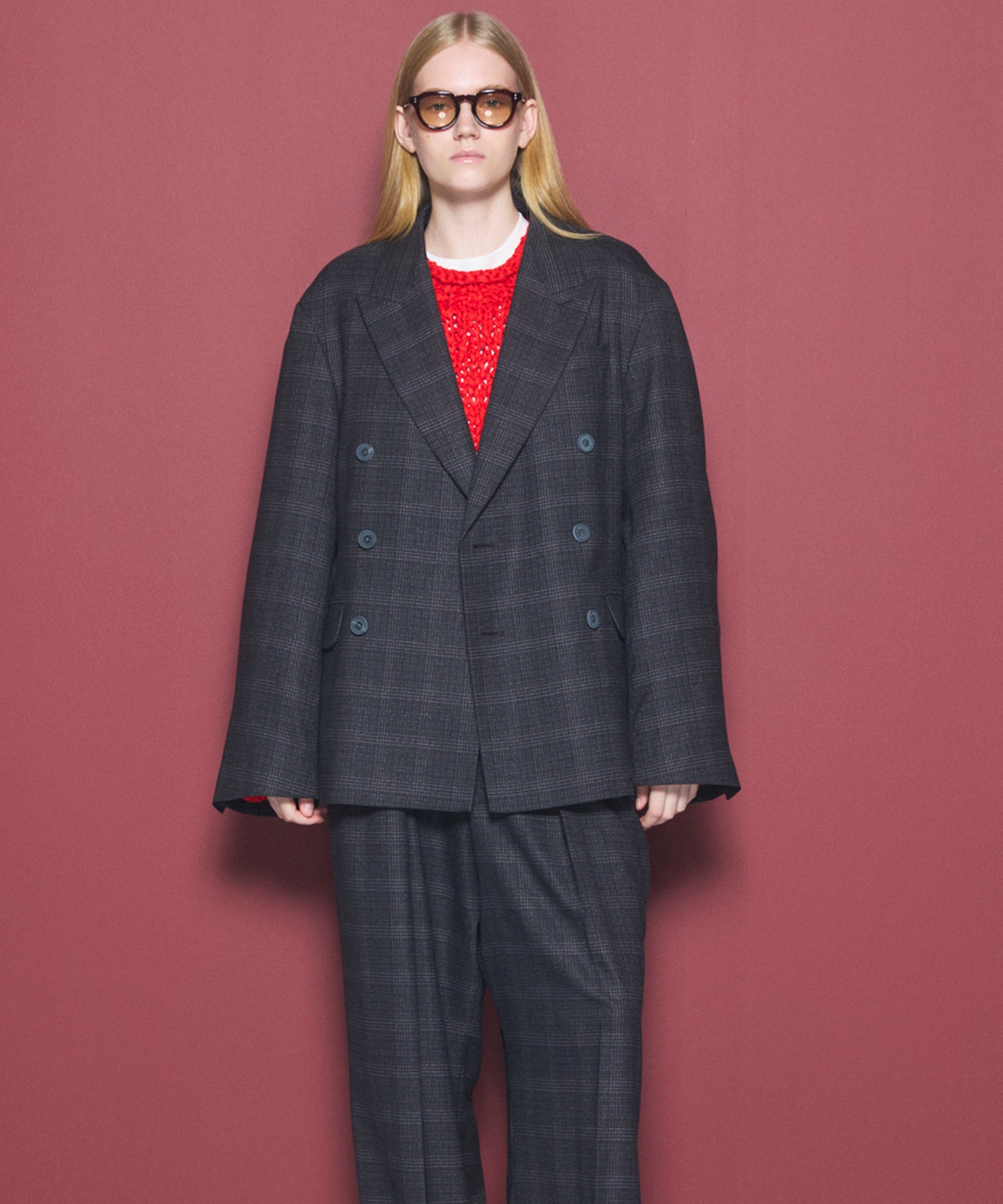 【26AW PRE-ORDER】ツイーディーシャドウチェックプライムオーバーダブルブレストジャケット