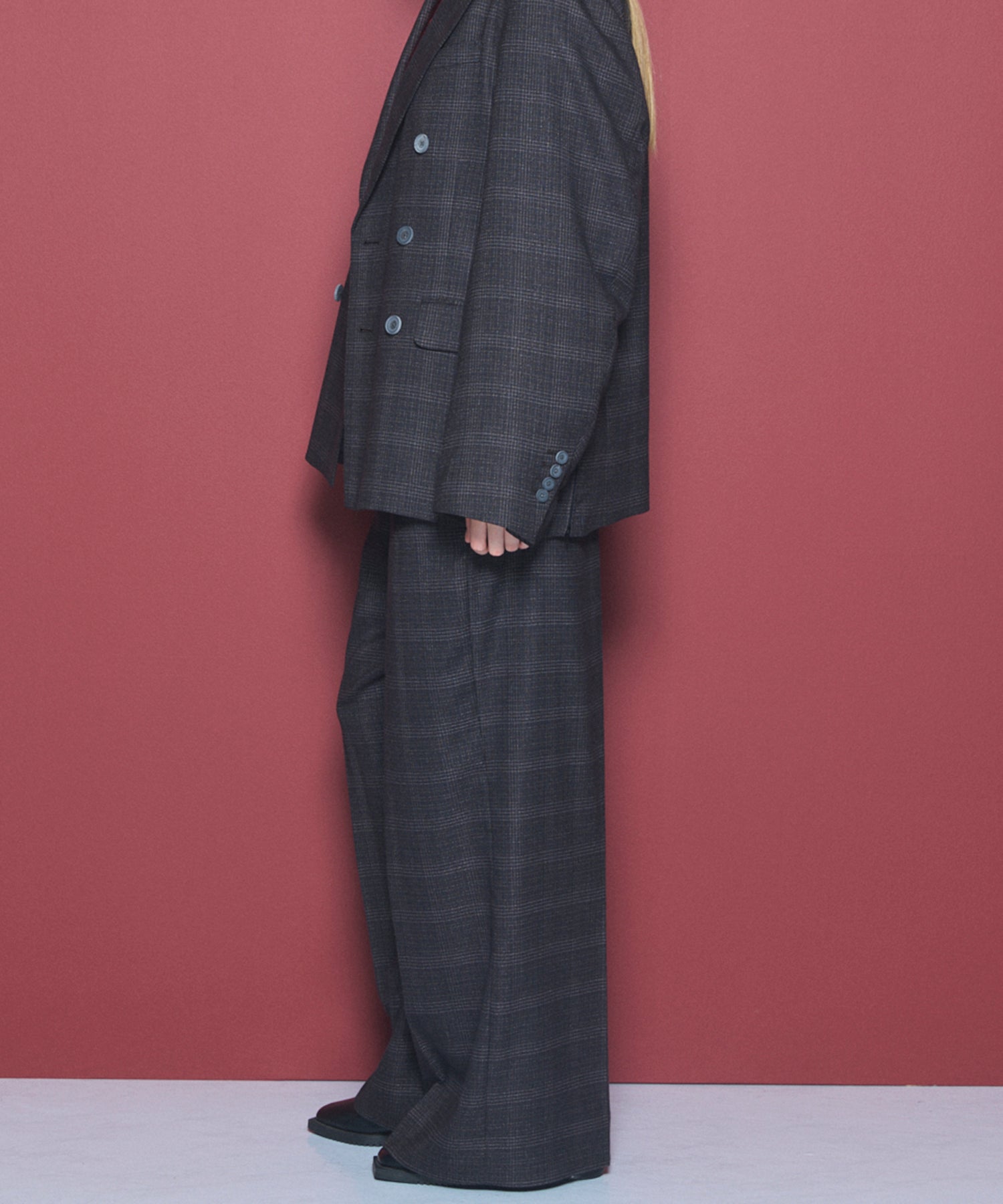 【26AW PRE-ORDER】ツイーディーシャドウチェックプライムワイドツータックスラックス