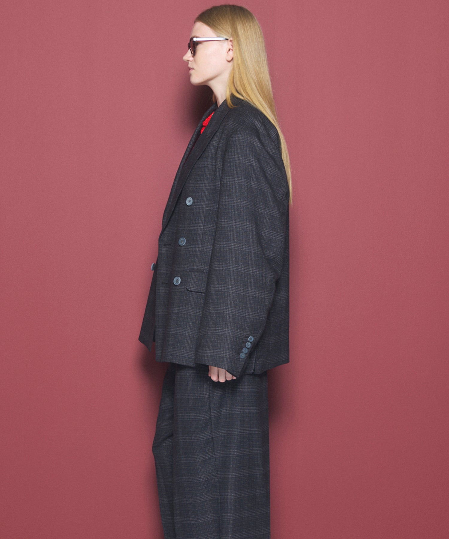 【26AW PRE-ORDER】ツイーディーシャドウチェックプライムオーバーダブルブレストジャケット