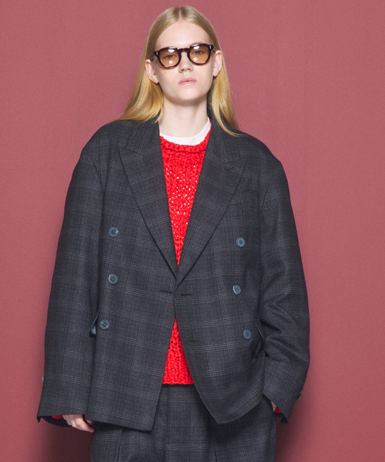 【26AW PRE-ORDER】ツイーディーシャドウチェックプライムオーバーダブルブレストジャケット