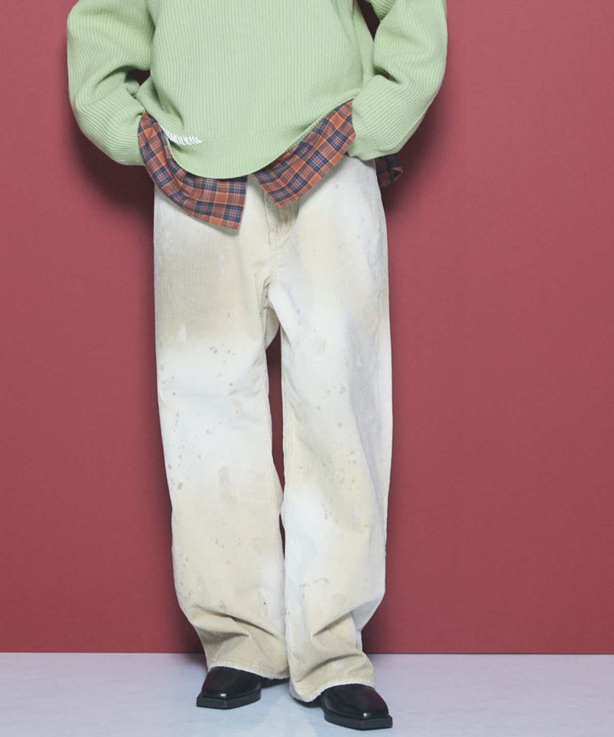 【26AW PRE-ORDER】ダーティー加工8Waleコーデュロイプライムワイドパンツ