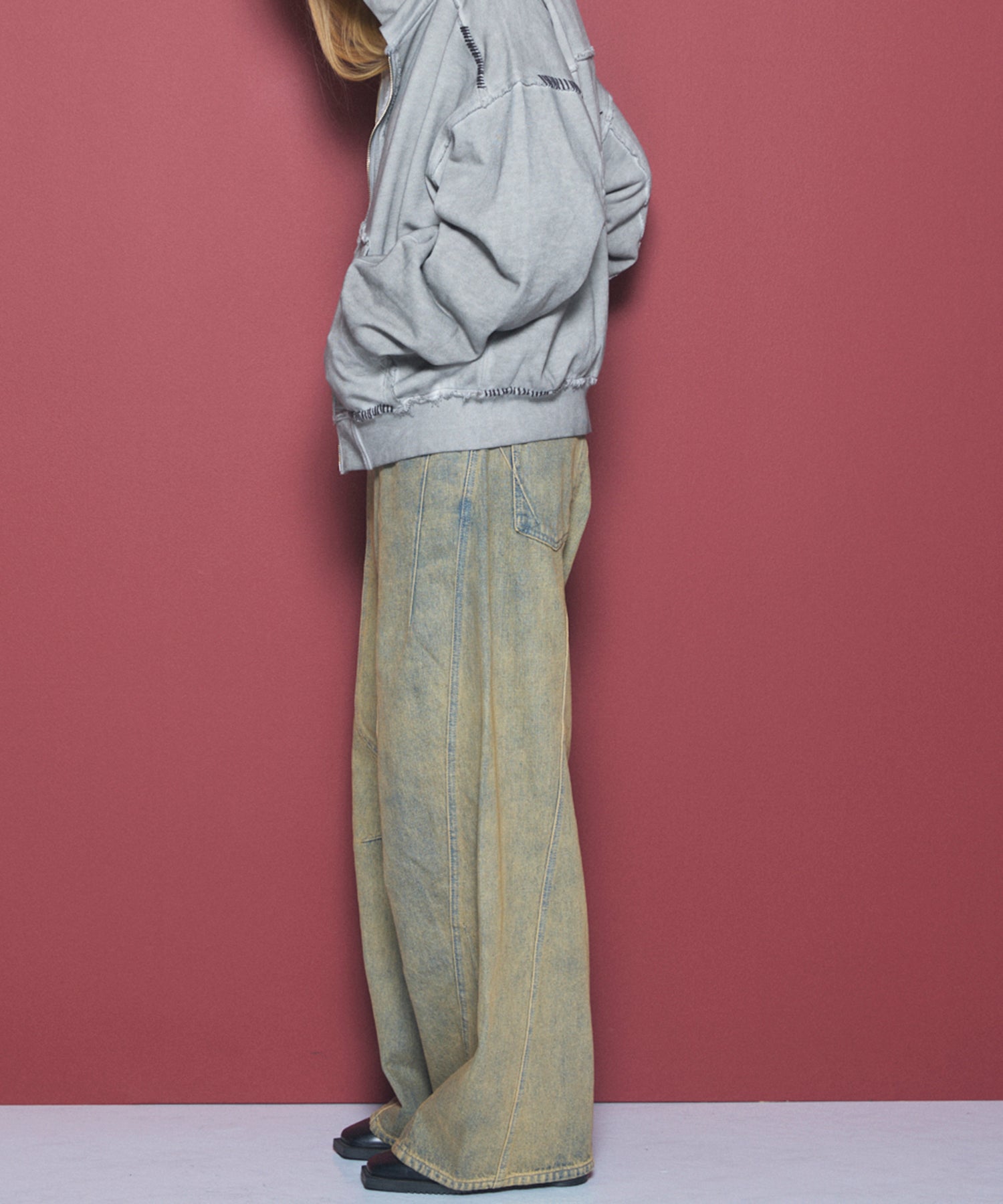Three-Dimensional Cutting Denim Pants