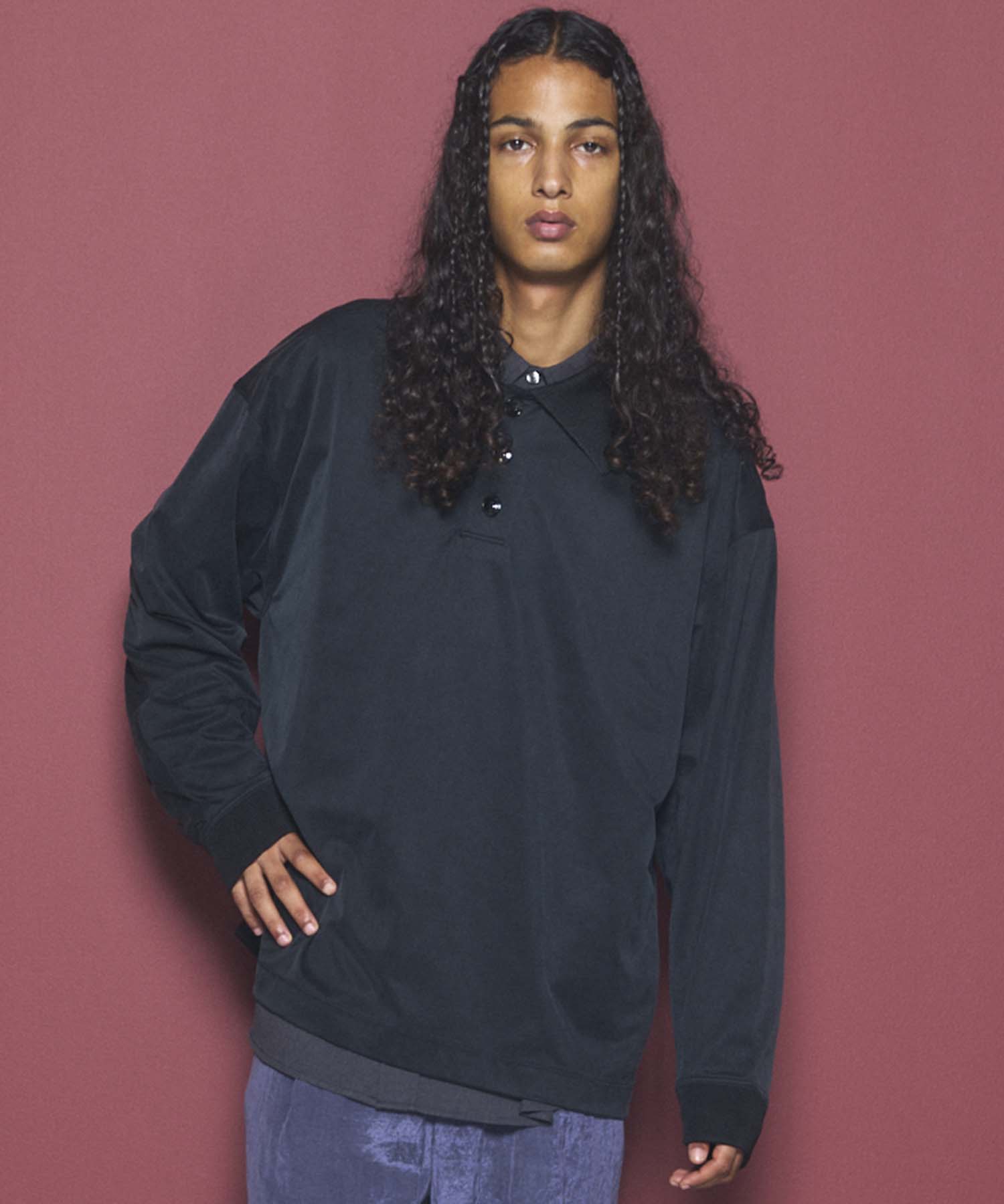 【26AW PRE-ORDER】フィブリルキュプラプライムオーバーロングスリーブポロシャツ