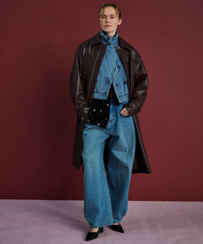 Soutien Collar Leather Long Coat