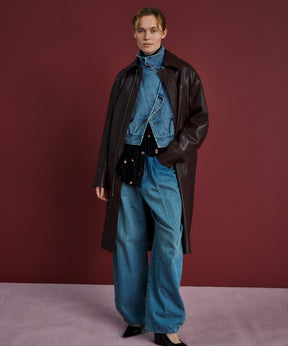 Soutien Collar Leather Long Coat