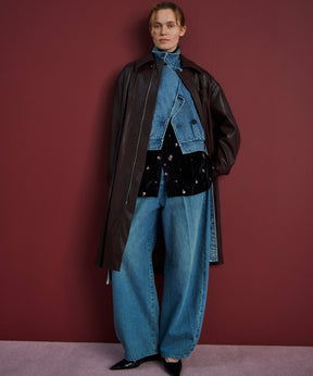 Soutien Collar Leather Long Coat