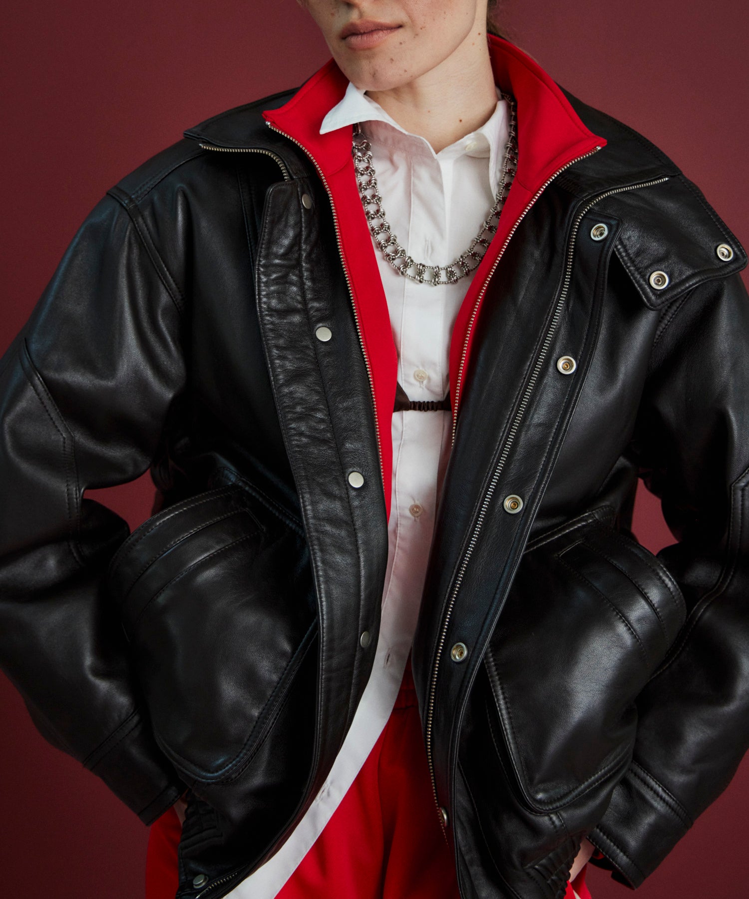 【26AUTUMN PRE-ORDER】Sheep Leather Swing Top Blouson