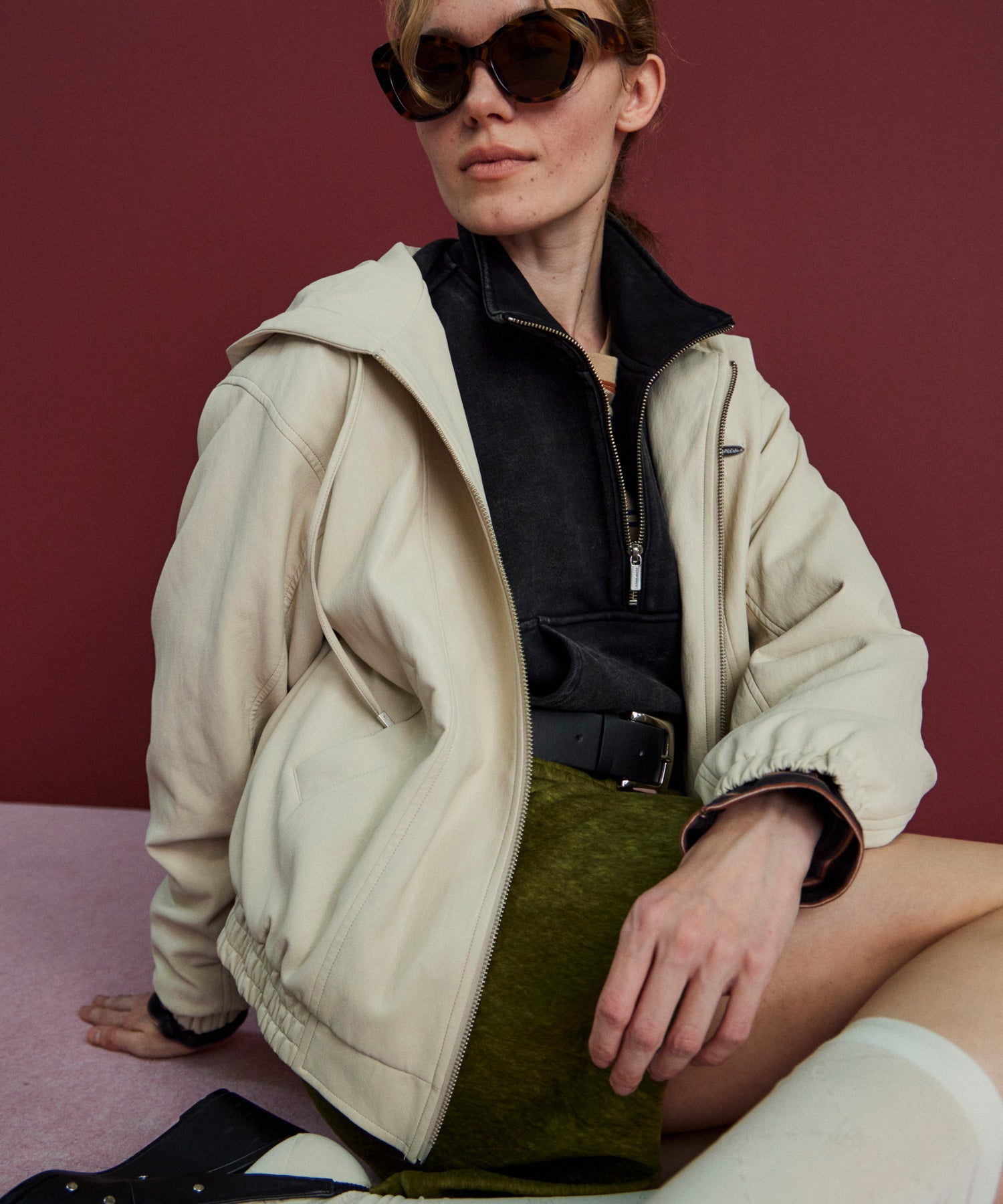 Faux Leather Hoodie Parka