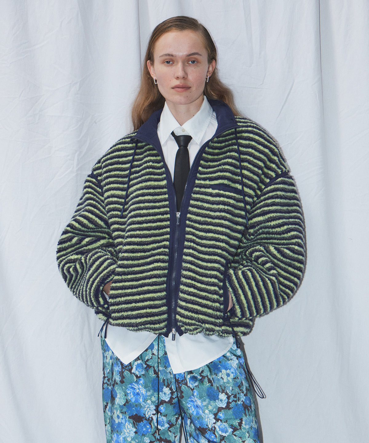Multi-Fabric Boa Blouson