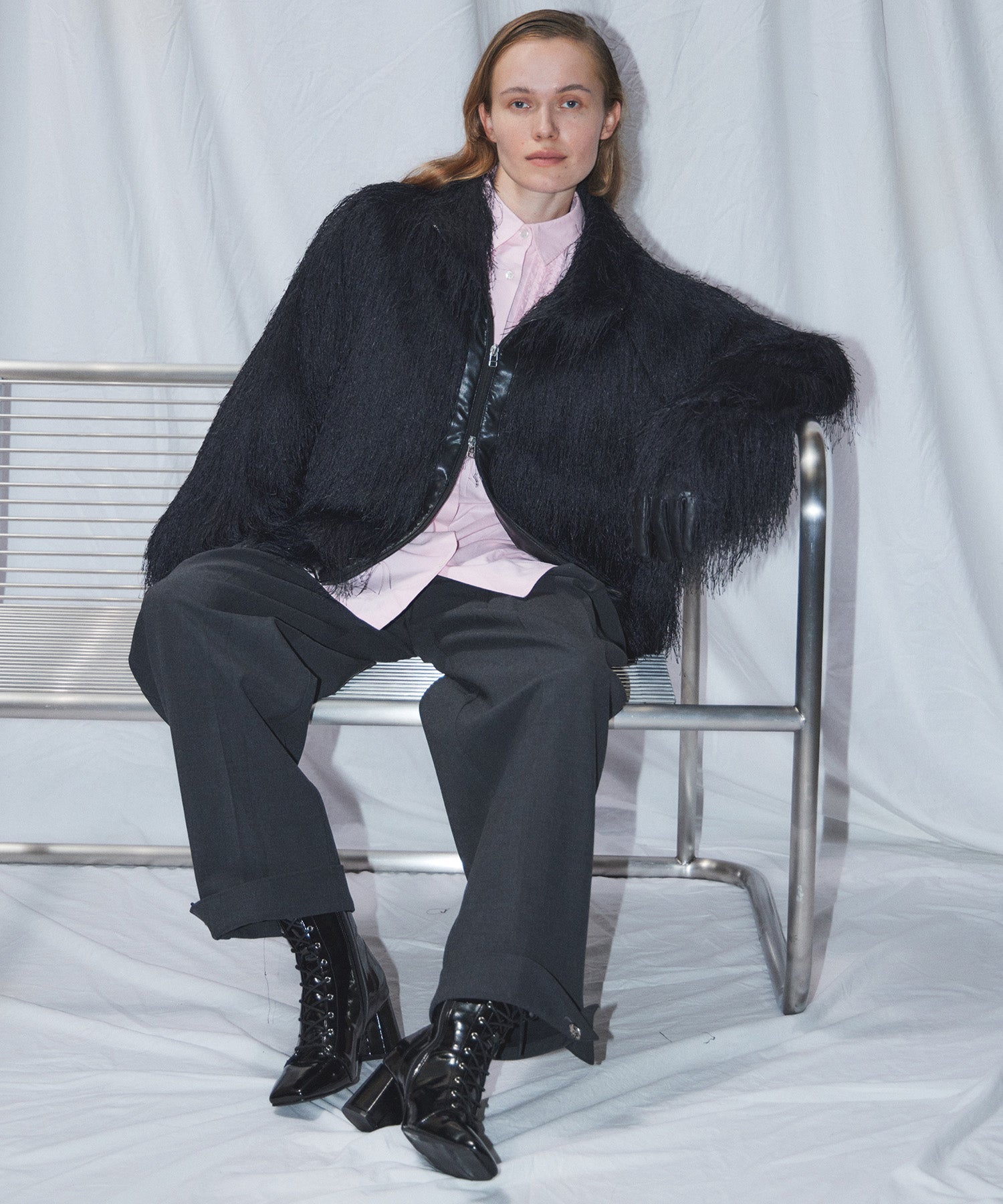 Feather High-Neck Blouson