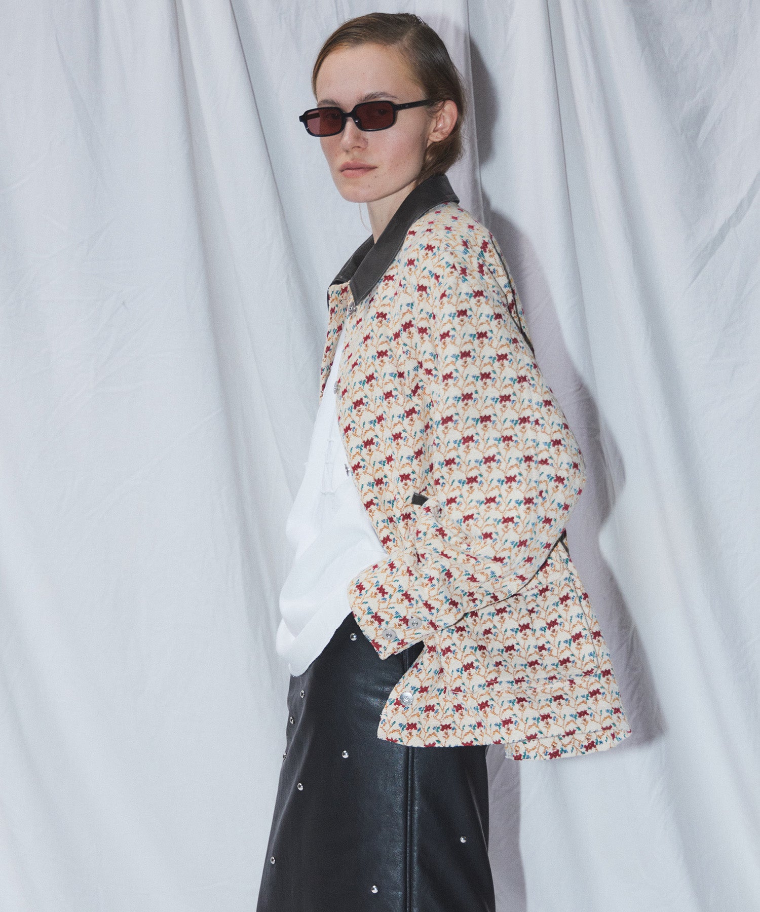 Flower Jacquard Utility Jacket
