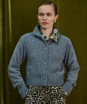 Raccoon Blend Stand Collar Cardigan
