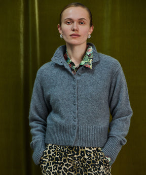Raccoon Blend Stand Collar Cardigan