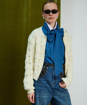 Cable Flower Knit Cardigan