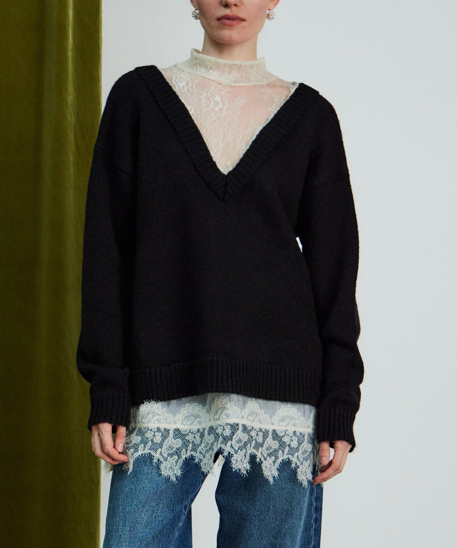 【26WINTER COLLECTION】Lace Docking Knit Top