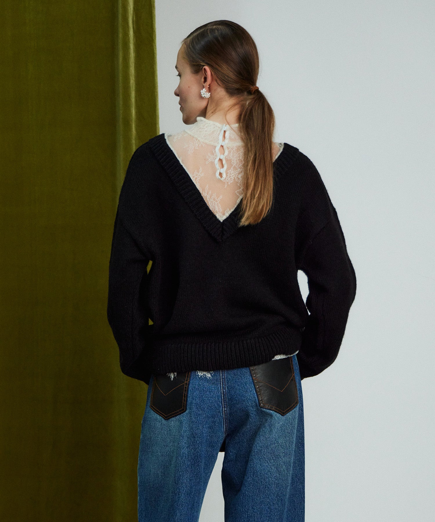 【26WINTER COLLECTION】Lace Docking Knit Top