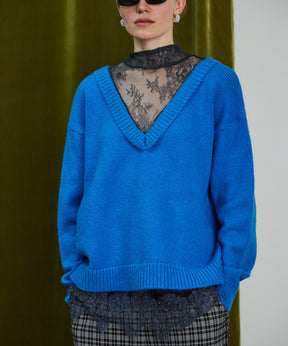 【26WINTER COLLECTION】Lace Docking Knit Top