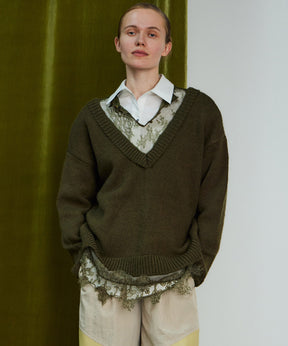 【26WINTER COLLECTION】Lace Docking Knit Top