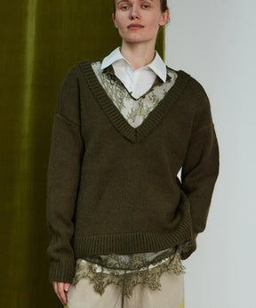 【26WINTER COLLECTION】Lace Docking Knit Top