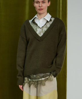 【26WINTER COLLECTION】Lace Docking Knit Top