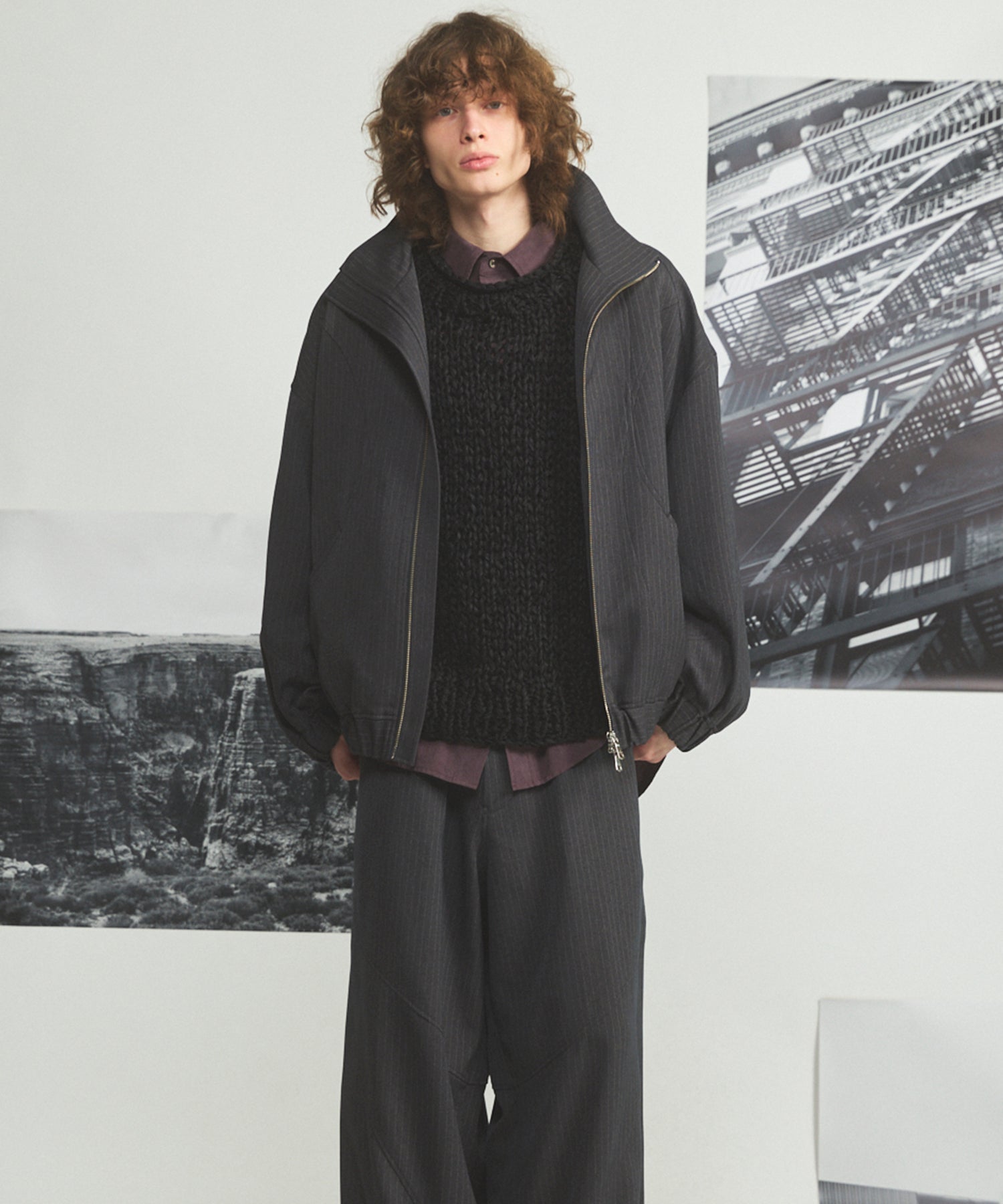 【26AW PRE-ORDER】Curve Switching Prime-Over Stand Collar Blouson