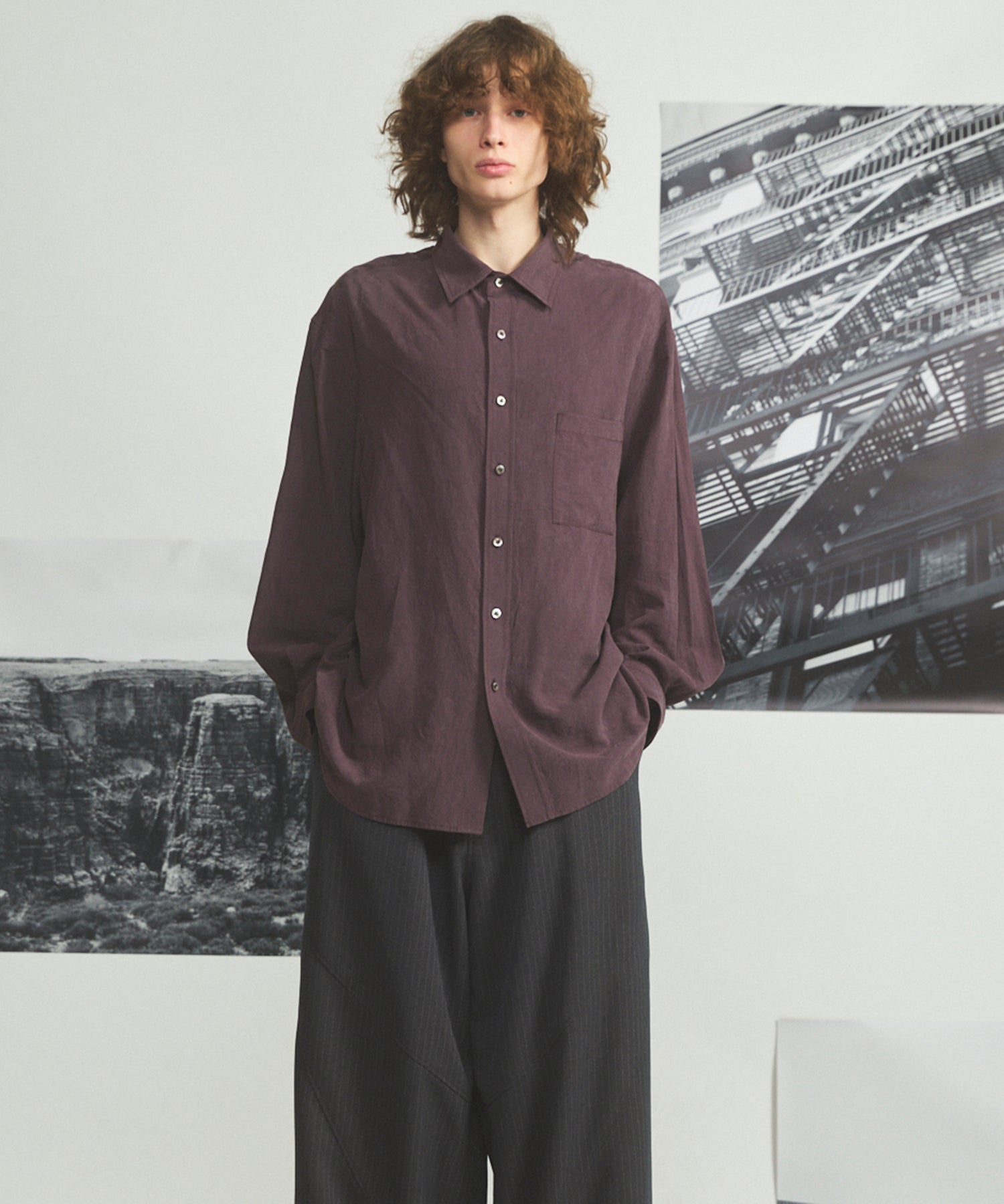 [26SS PRE-ORDER] Airy Striped Gabardine Prime-Over Short-sleeved Shirt