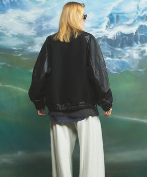 Sheep Leather Melton Combination Stadium Jacket