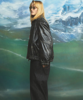 Sheep Leather Single Collard Blouson