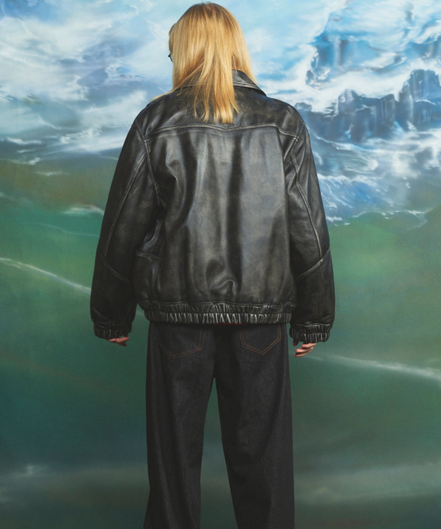 Sheep Leather Single Collard Blouson